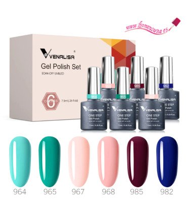 Kit de 6 esmalte semipermanente 3 en 1 Venalisa 2213