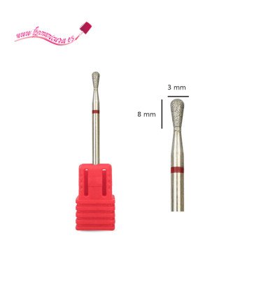Fresas de diamante para uñas pera roja