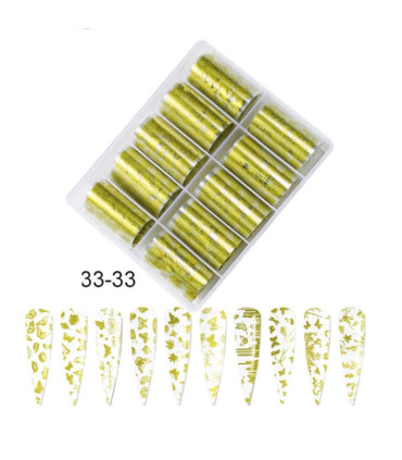 Pack 10 foil uñas dorados 33-33