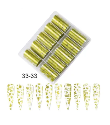 Pack 10 foil uñas dorados 33-33