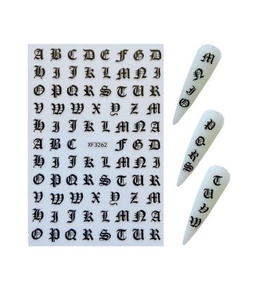 Pegatinas uñas autoadhesivas 3D letras (Negro)