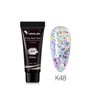PolyGel Glitter 15gr Venalisa Nº 48