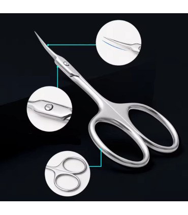 Tijera manicura cutícula punta Curva