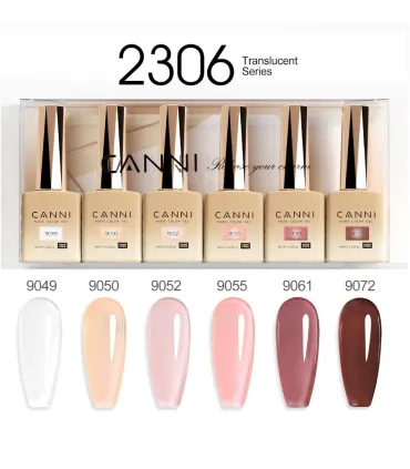 Kit 2306 esmaltes Gel SIN HEMA 9ml CANNI (Set 6 colores)