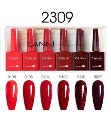 Kit 2309 esmaltes Gel SIN HEMA 9ml CANNI (Set 6 colores)