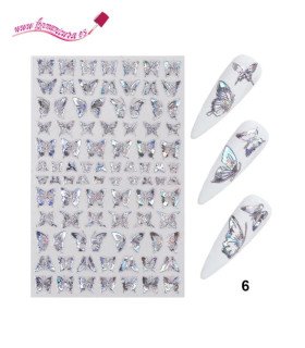 Pegatinas uñas autoadhesivas 3D de mariposas holográficas Nº 6