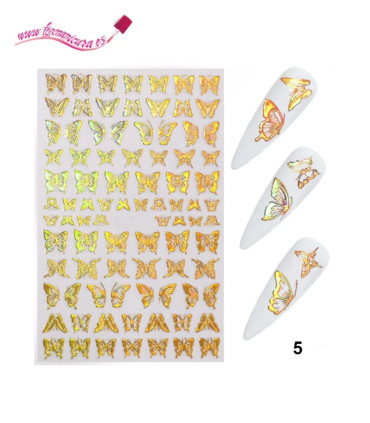 Pegatinas uñas autoadhesivas 3D de mariposas holográficas Nº 5