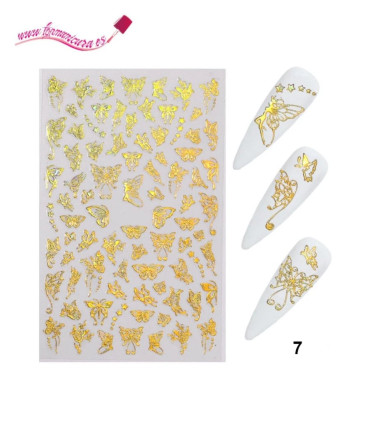 Pegatinas uñas autoadhesivas 3D de mariposas holográficas Nº 7