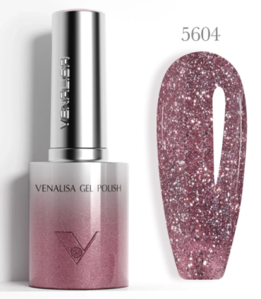 Esmalte 5604 semipermanentes SIN HEMA - TPO - HPMA Glitter 10ml Venalisa