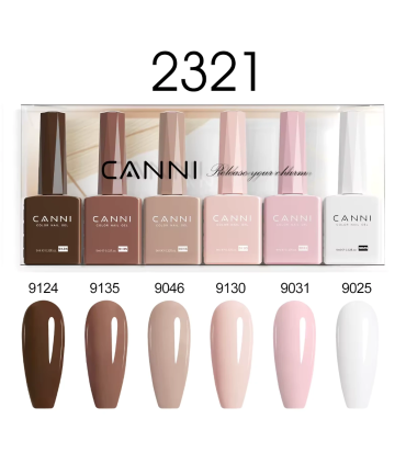 Kit 2321 Esmaltes SIN HEMA CANNI  (Set 6 Colores 9ml)