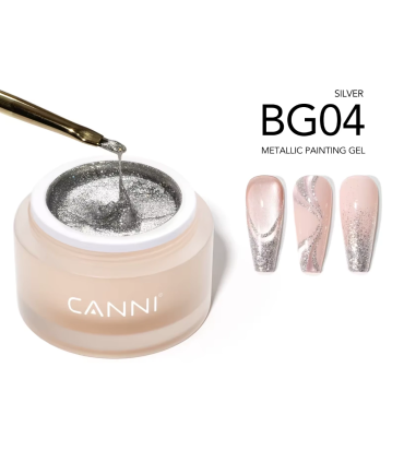Gel Paint Metálica Plata 10g CANNI para uñas efecto espejo nail art profesional
