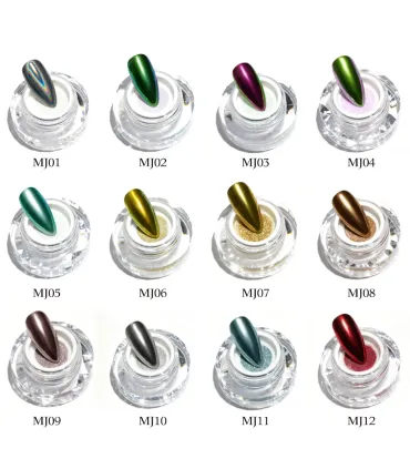 Kit Chrome Powder CANNI 12 Uni.. Pó Cromado Unhas