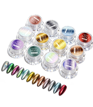 Kit Chrome Powder CANNI 12 Uni.. Polvo Cromado Uñas