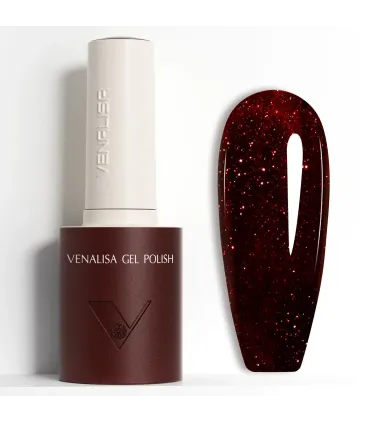 Esmalte Semipermanente 5109 Rojo Glitter V7 10ml Venalisa
