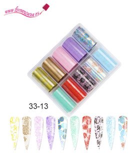 Pack 10 foil uñas varios 33-13