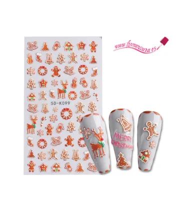 Pegatinas de uñas autoadhesivas 5D Navidad K099