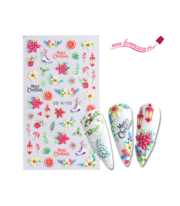 Pegatinas de uñas autoadhesivas 5D Navidad K100