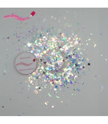 Purpurina uñas mezcla formas holográficas n 2