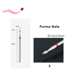 Fresas de diamante para uñas bala nº 3