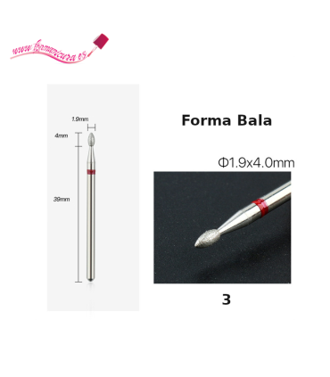 Fresas de diamante para uñas bala nº 3