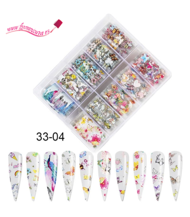 Pack 10 foil uñas flores 33-04