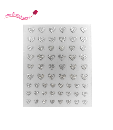 Pegatinas uñas autoadhesivas 3D purpurina plateada